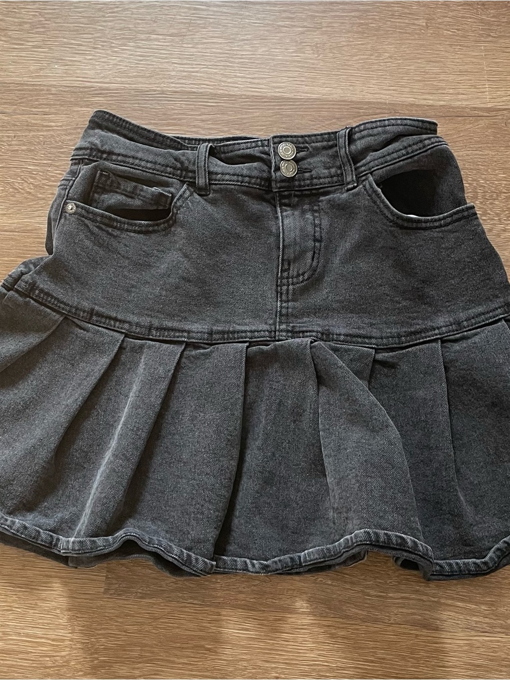 wild fable Black Pleated Denim Skirt